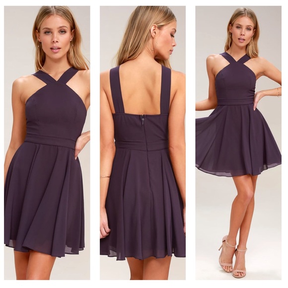 forevermore dusty purple skater dress